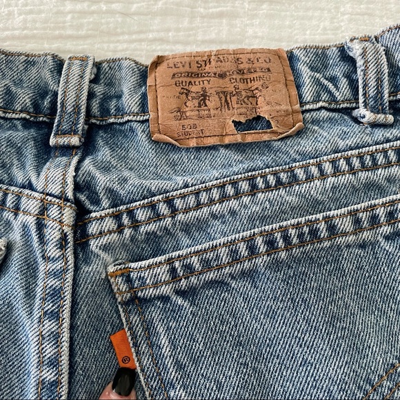 RARE Levi’s 505 crop high rise orange tab jeans size 24 - 25 - Picture 6 of 11